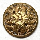 Medium Openwork Art Nouveau Gilt Brass Button Four Seasons Ladies