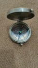 Vintage Style Brass Pocket Compass Hinged Lid Nautical Navigation Collectible 