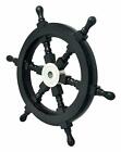 Nautical Black Wooden Ship Wheel 18 Inch Wall Vintage Handmade Collectible Decor