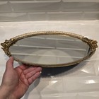 Vtg  Matson Roses Oval Ormolu Mirror Vanity Dresser Tray