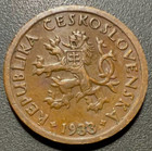 Czechoslovakia - First Republic  1918-1938   Old Brass Coin 10 Haleru 1933  