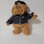 Dan Dee Collectors Choice Brown Biker Bulldog Plush Stuffed Black Cap Jacket 10   