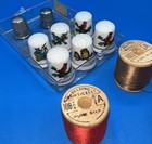 Lot 27 Vtg Sewing Kit Silk Thread Mechanical Pencil Thimbles 
