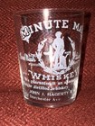 Antique Pre Pro Advertising Minute Man Sour Mash Bourbon Whiskey Shot Glass 