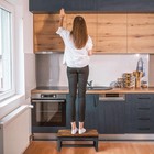 Ibuyke One Step Wooden Stools For Adults Stool  Rustic Brown 