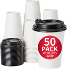 12 Oz 50 Pack Disposable Paper Coffee Cups With Lids  Paper Coffee Cups With    