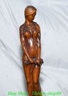 7 1  old Chinese Boxwood Carving Beauty Beautiful Belle Statue Sculpture