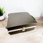 Vintage 1960 s Travel Bar Olive Green Box With Stainless Tools   Shot Glasses