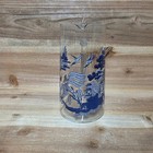 Vtg Blue Willow 7 3 4  44oz Clear Glass Martini Pitcher