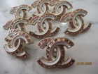 Chanel 8 Button  Pink Stones   Gold Tone   White  Metal Cc Logo 22mm     Lot 8