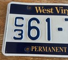West Virginia License Plate C3 61-725 Permanent Trailer Modern Wv Tag