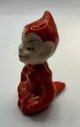 Vintage Ceramic Red Pixie Elf Figurine Sitting On Knees