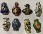 Set Of 8 Antique Chinese Mini Cloisonne Vase Pendants Boxed