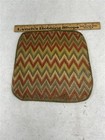 Antique Flame Stitch Wool Handmade Seat Mat  9 5x9 Rust Green Repurpose Original