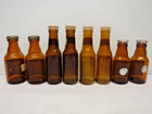 4 Sets Vintage Salt   Pepper Shaker Lot Beer Bottles W  Labels   Amber Glass