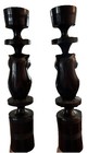 Vintage Dark Wood Owl  Candlestick Holders 10  Set Of 2 Hand Carved