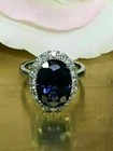 5 30 Ct Oval Natural Sapphire Diamond  Ring 14k Solid White Gold Size 7