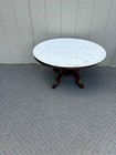 67775 Victorian Oval Marble Top Coffee Table With Mahogany Base