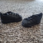Adidas Originals Superstar Kids Black Leather Lace Up Unisex Sneakers