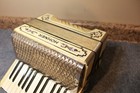 Vintage 1950 s Hohner Piano Accordion Pearl ivory 24 Piano Keys Serviced