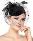 1920s Vintage Fascinators Hats Pillbox Hat With Veil Top Hat For Large A-black