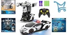 Transforming Rc Car Robot Kids Toy 1 18 Scale Police Car With Lights
