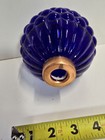 Vtg Lightning Rod Ball Blue Glass W Copper Ends Grapes Design Cabin Decor Unique