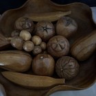 Monkey Pod Wood wooden Bowl W 11 Carved Fruit