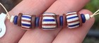 Rare 5 Layer Antique Venetian Chevron African Trade Beads Striped Brick Barrel C