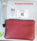 Coach Small Corner Zip Wristlet Embossed Leather Horse Carriage Rouge New