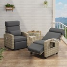 Wicker Patio Recliner Chair W  150   Lay-flat Backrest   Footrest for Patio 