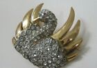 Vintage Gold Tone Swan Rhinestone Pin Brooch