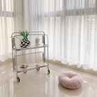 Bar Rolling Dining Car Trolley Cart Serving Cart Folding Home Cart Storage Glass