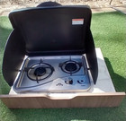 Outdoor Kitchen Stove For Camper Kitchen 2 Burner Propane W counter Top   Drawer