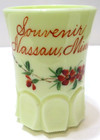 Antique Jefferson Custard Glass Souvenir Tumbler Nassau Minnesota Floral 4  T
