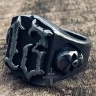 Mendel Gothic Mens Biker Skull Number 13 Ring For Men Stainless Steel Size 7-15