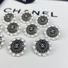 10 Chanel Buttons White Silver Black Cc Logo Metal 20mm Vintage