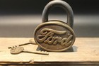 Antique Vintage Style Brass   Iron Trunk Chest Box Ford Lock Padlock