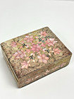 Vintage Italian Semi-precious Stone Trinket Jewelry Box Floral Hinged Lid Pink