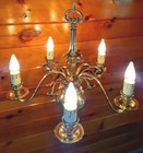 Vtg antique 1940s-60s Victorian Art Nouveau Dainty Brass Chandelier Light Fixtur
