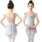 Kids Girls Outfit Lyrical Dress Princess Dancewear Performance Color Block