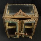 Antique French Ormolu Beveled Glass Jewelry Mini Curio Cabinet Velvet Interior