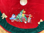        vintage Disney Christmas Embroidered Tree Skirt - Eeyore Piglet Pooh Tigger