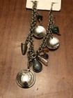 Vintage Peruvian Charm Bracelet  Boho Earthy Crystals Coins Jewelry