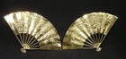 2 Large 11 5     Vintage Asian Oriental Solid Brass Fans Set Of Two With Hangers