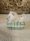 1958 Vintage Holt Howard  Cozy Kitten Pin Box With Tape Measure Tongue