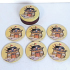 Set Of 6 New Vtg Noah s Ark Drink Coasters Metal   Cork In Round Tin Box Cute