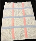 Adorable Vintage 70s Hand Stitched Pastels Crib Quilt 29   x38    Used Condition