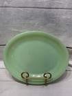 Vintage Fire-king Jadeite 9 5  Oval Platter Plate Green Glass Smooth Rim Retro 