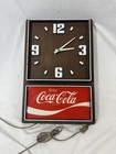 Vintage Coca-cola Wall Clock Plug In Wood Grain 70s Working
